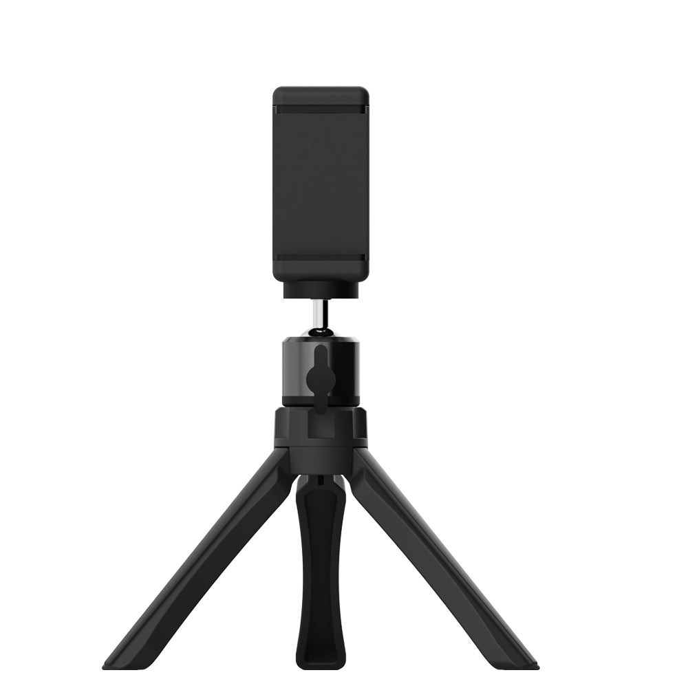 Showing Magic Pop Tripod with three legs a twistable nect and clamp for phone.
